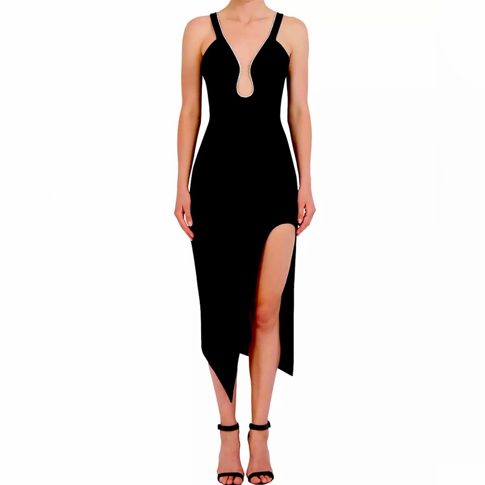 BCBGMAXARIA Embellished sheath midi dress